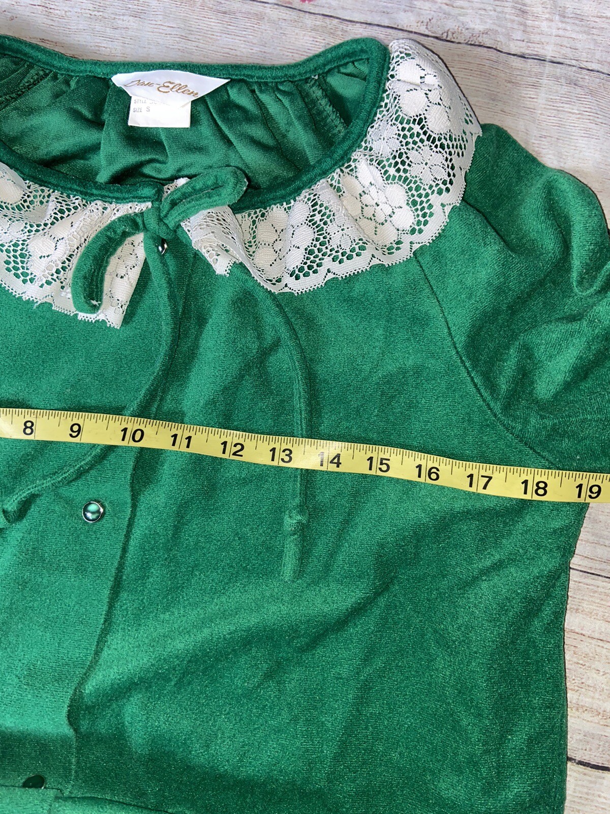 Vtg Emerald Green Dan Ellen House Coat Robe Womens Small A1