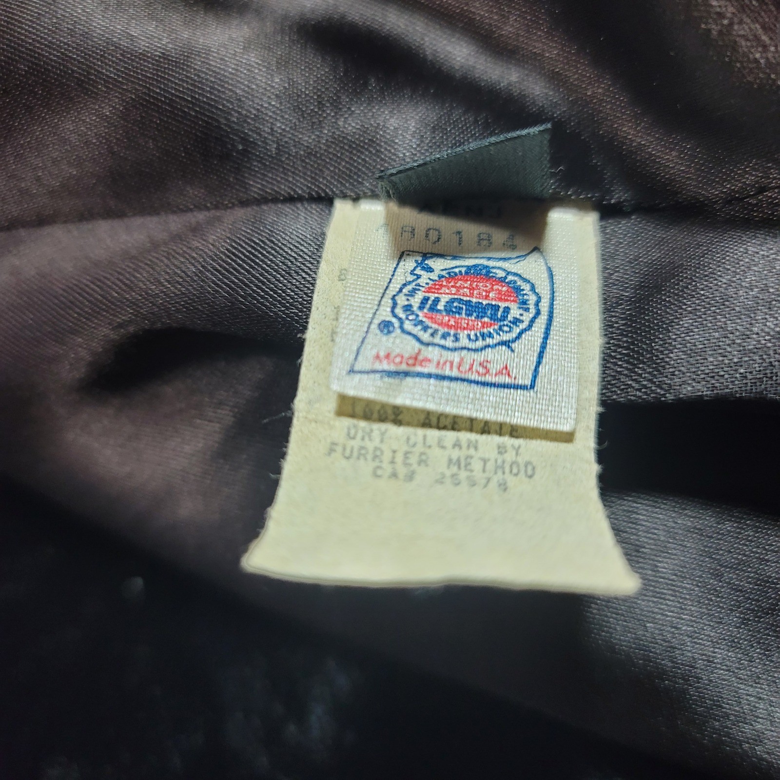 Donnybrook Vintage Faux Fur Coat Black Shawl Collar ILGWU Union Made USA Large