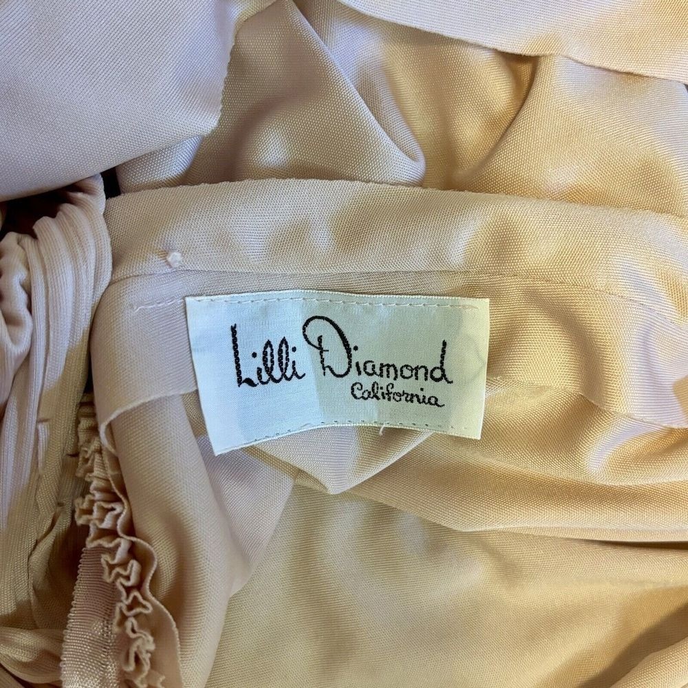 VTG Glam Lilli Diamond Powder Pink Empire Waist Maxi Dress Gown M Flowy Boho