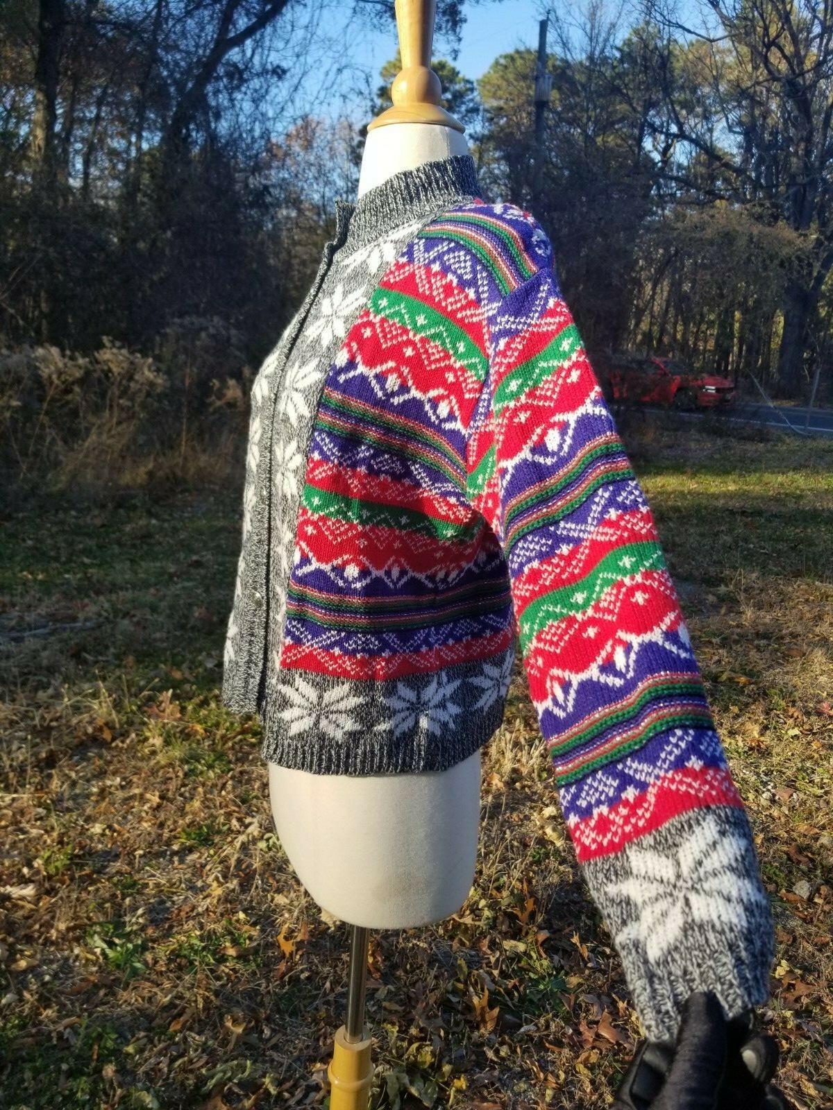 Vintage 80-90s Hasting & Smith Holiday Christmas snowflake ugly cardigan size P
