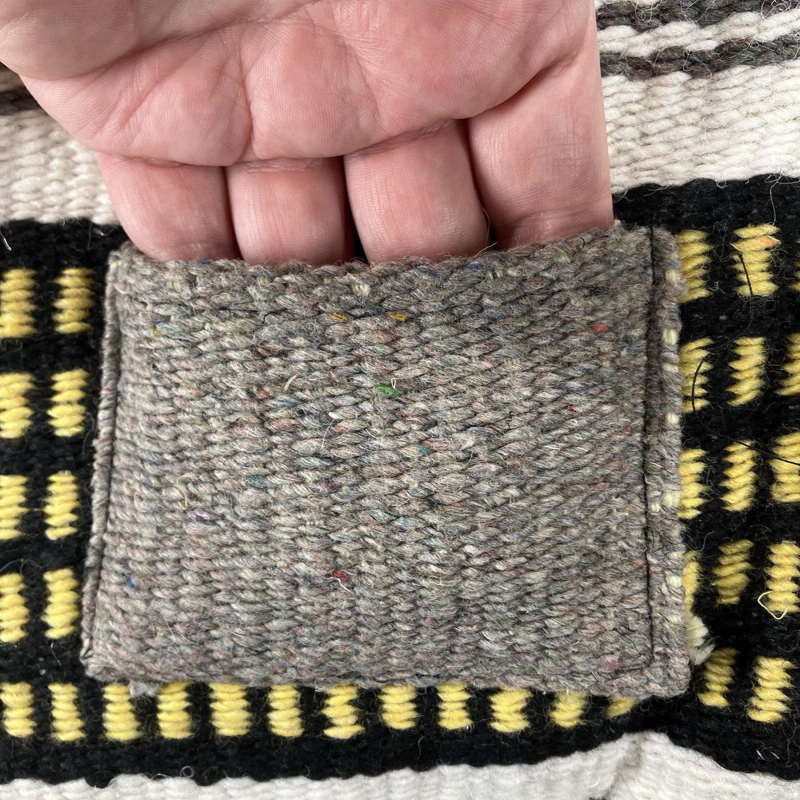 Vintage Mexican Blanket Vest Poncho Serape Jacket Fringe w Pockets 38×31 Medium