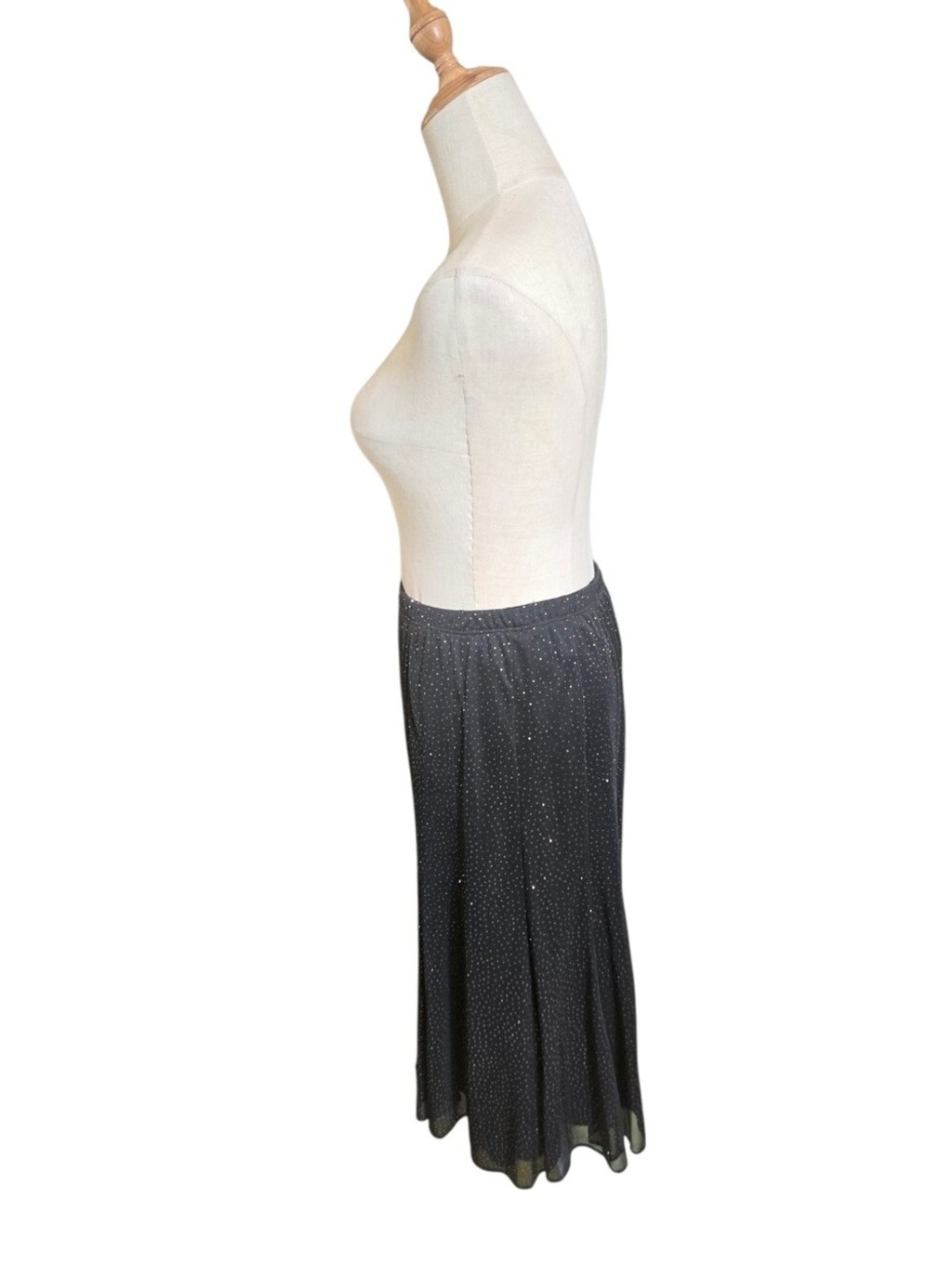 Onyx Nite Vintage Black Sparkle Midi Skirt