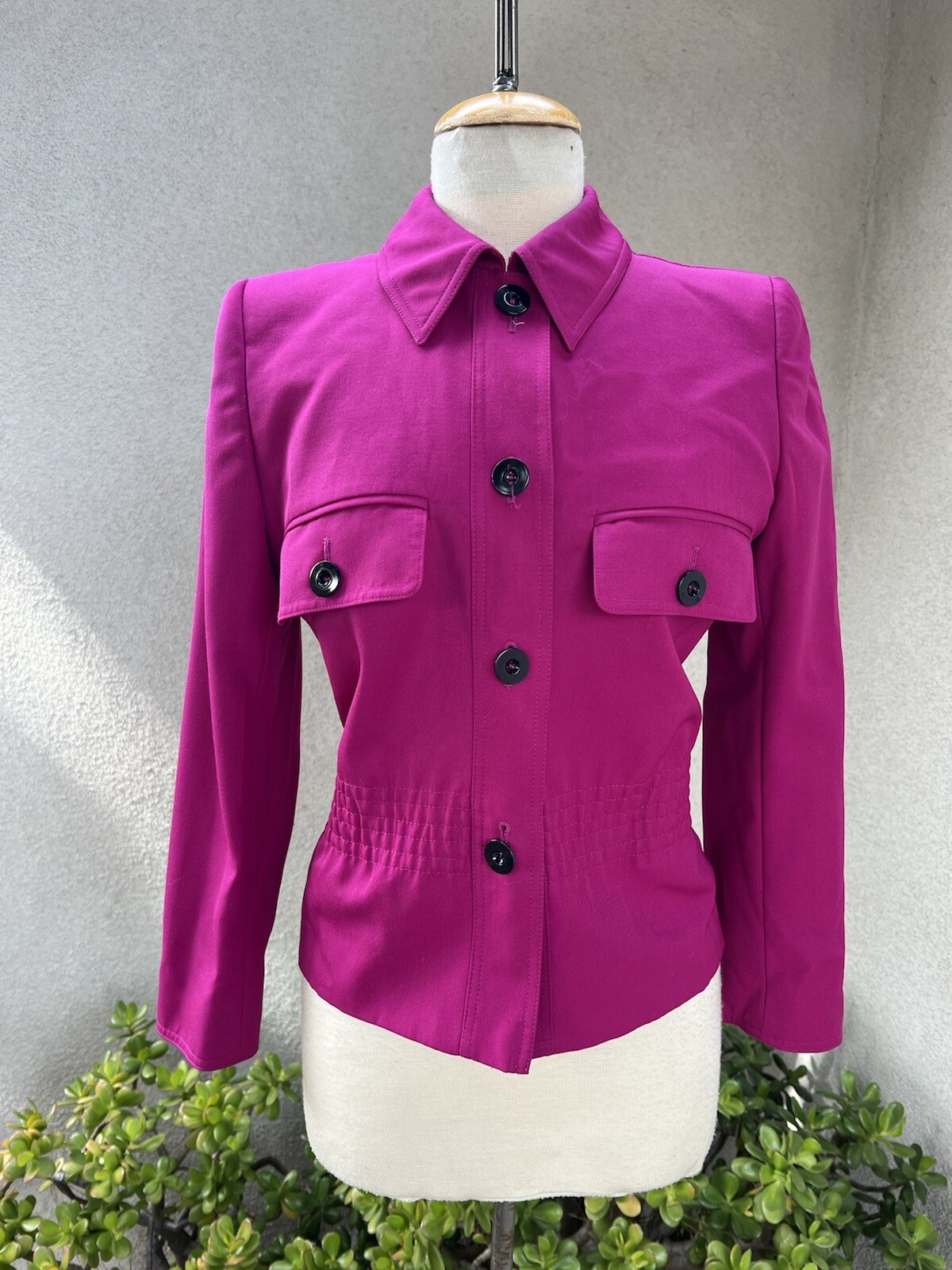 Vintage Preppy Jacket By Valentino Miss V fuchsia pink wool sz 38 4 Italy