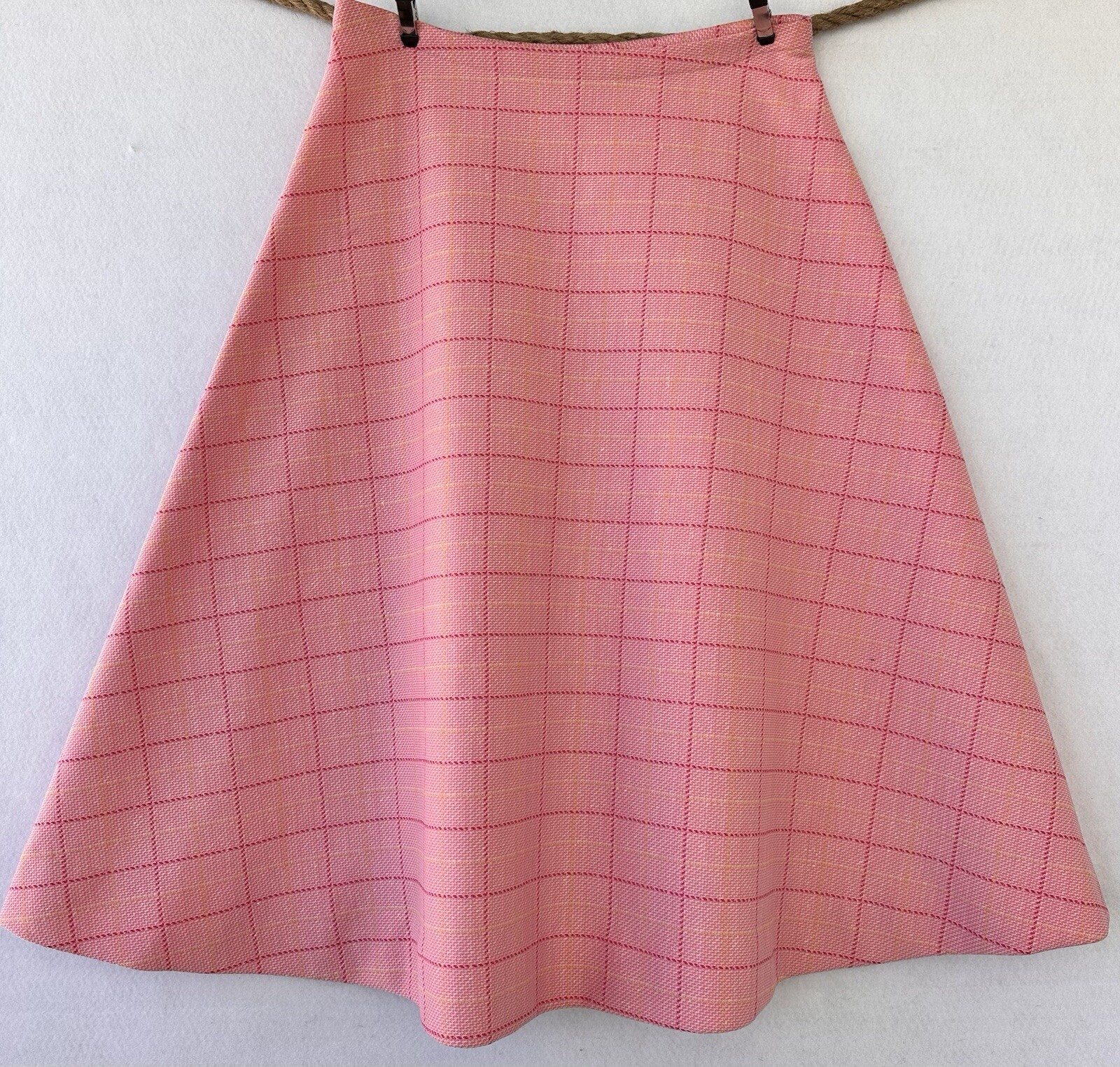 VTG Wrap A Round Skirt Pink Plaid Geek Secretary 60’s Cosplay Size small