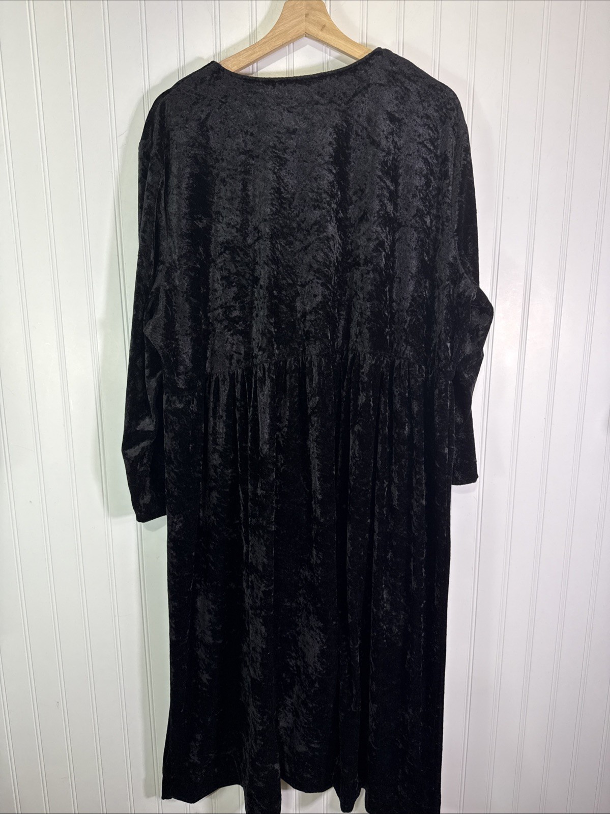 Vintage Brett Alixander Crushed Velvet Dress Size 24 WP Black Button Midi