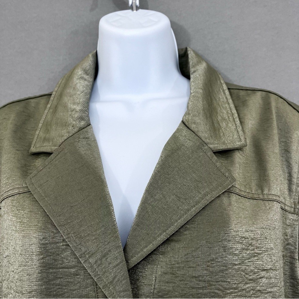 Chico’s Jacket Womens 3 XL Sage Green Lohan Button Front 3/4 Sleeve Formal