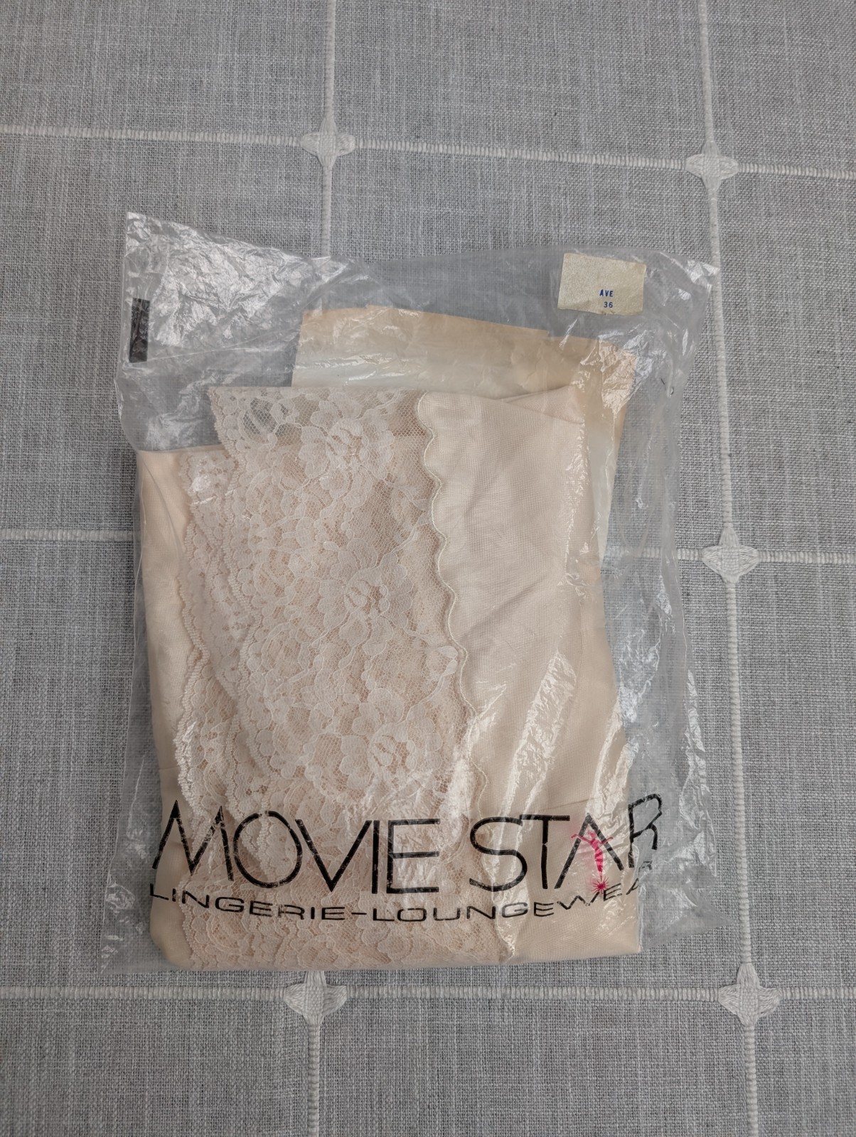 Vintage Movie Star Lingerie Satin Lace Full Slip 36 Average Ivory Beige NWT Read