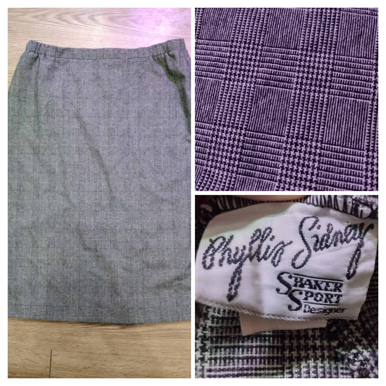 Vintage Women’s Wool & Poly Blend Skirt Black White Phyllis Sidney Shaker Sport