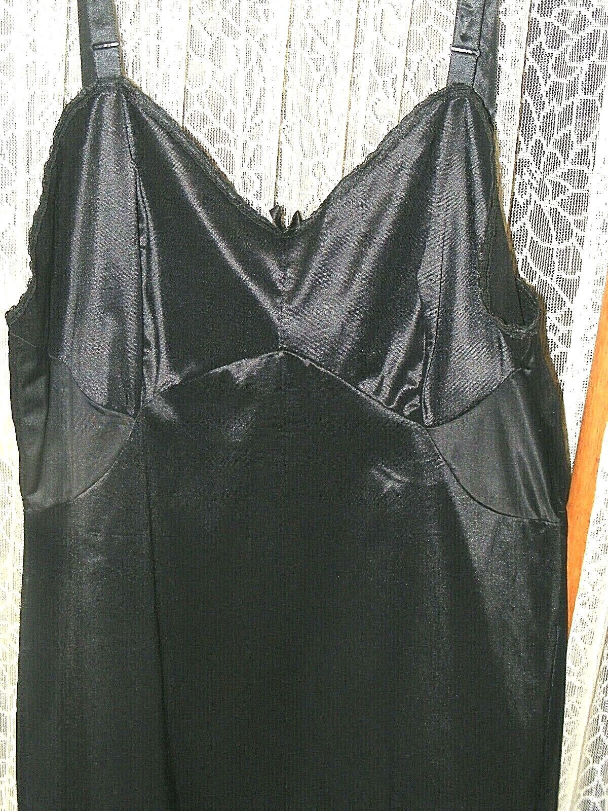 60s Full Slip Black Nylon Philmaid 34B Deadstock w/tag Vintage Lingerie S