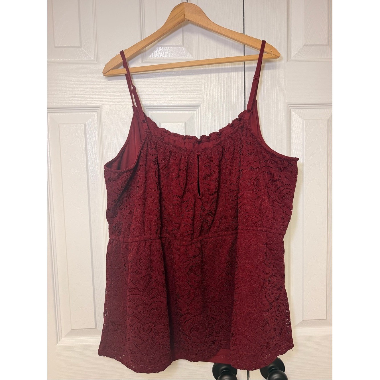 Lane Bryant Burgundy Lace Babydoll Cami Tank 26/28 Plus Romantic Date Night