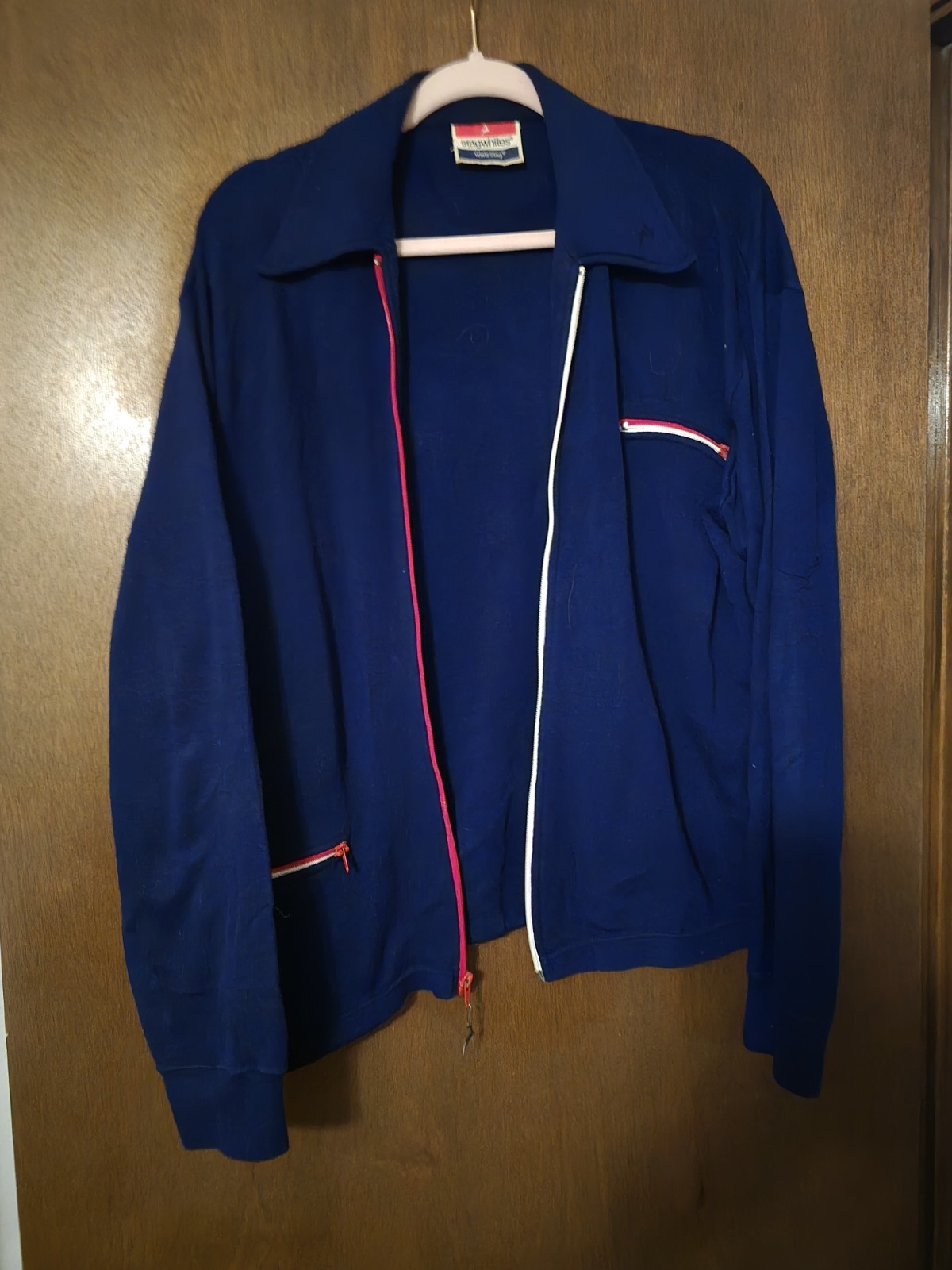 VINTAGE 1970s STAGWHITES/WHITE STAG SIZE LARGE RED, WHITE, BLUE KNIT TRACKSUIT