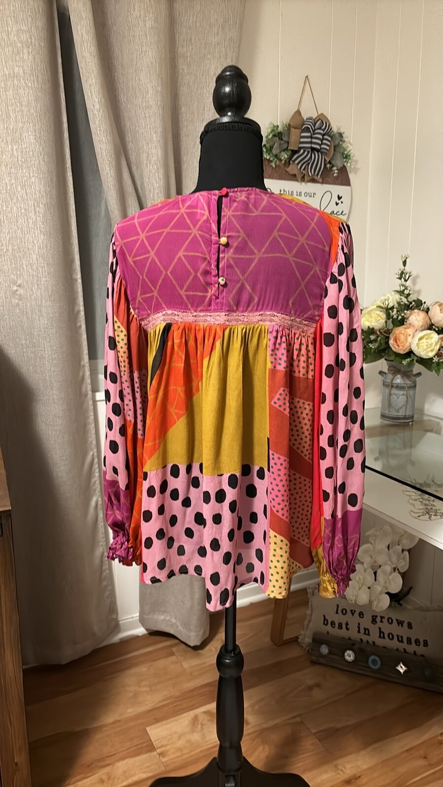 Woman’s Multicolor Balloon Long Sleeve Blouse