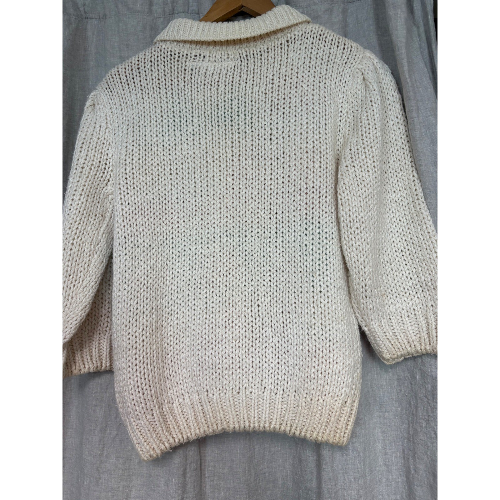 Vintage 80s Exclusive Imports Hand Knit Pastel Mountain Sweater Pink Aqua Medium