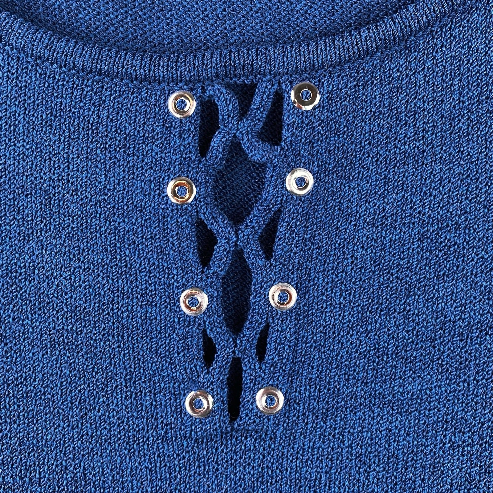 Vintage St. John Sport Wool Santana Knit Sleeveless Dress Size M Blue