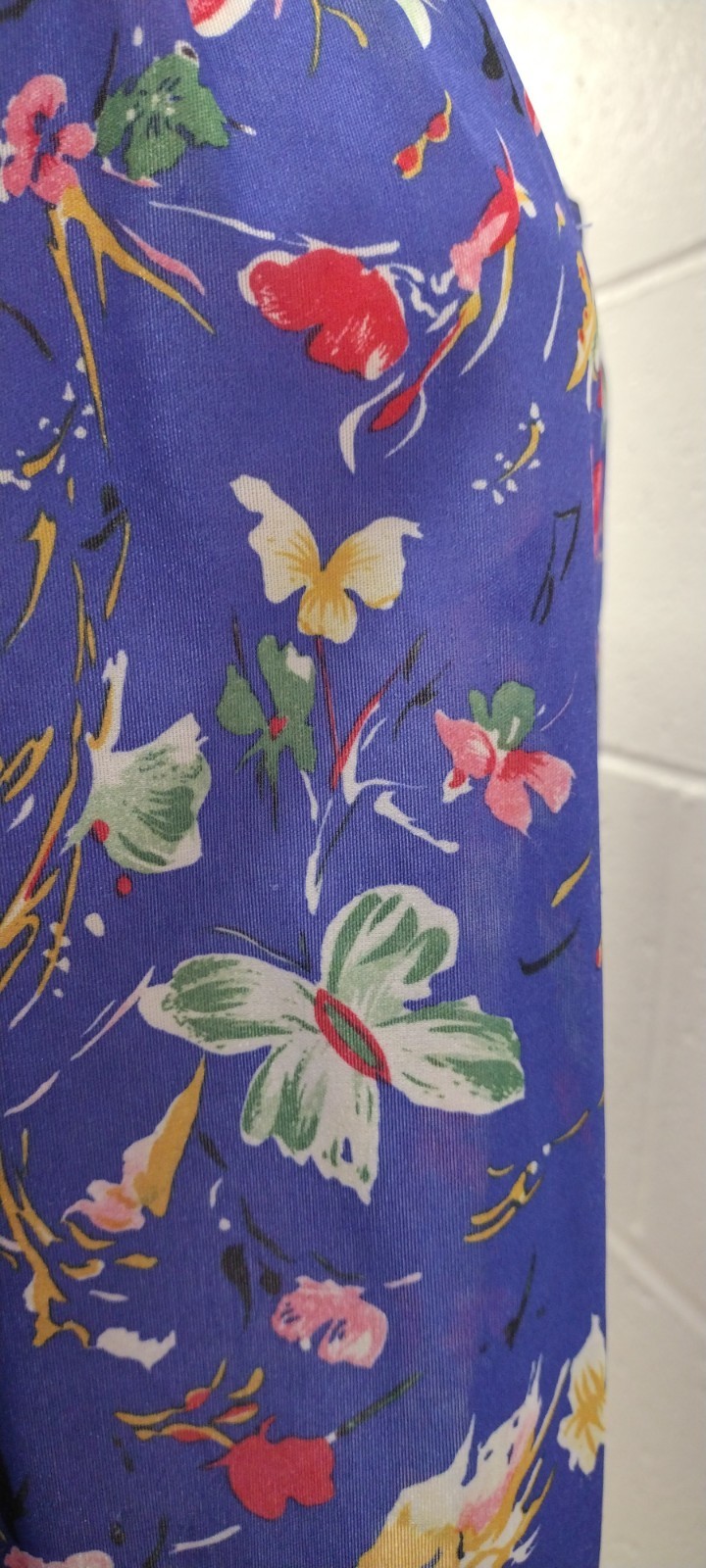 70s Organically Grown Beautiful Blouse Butterflies Watercolor Cobalt Arpeja ART