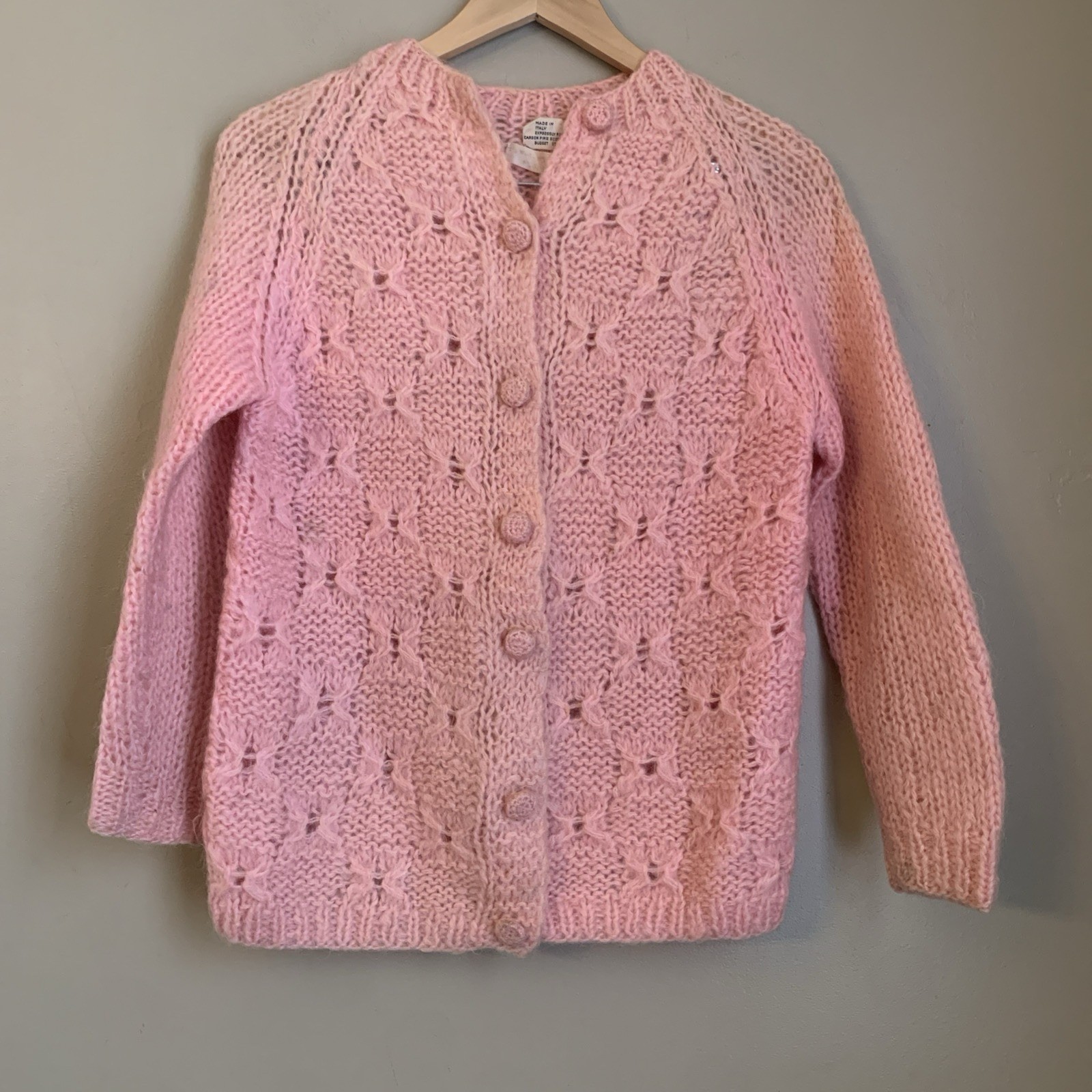Vtg Carson Pirie Scott Made In Italy cardigan Sweater Wool Mohair Rare 40s Sz 38