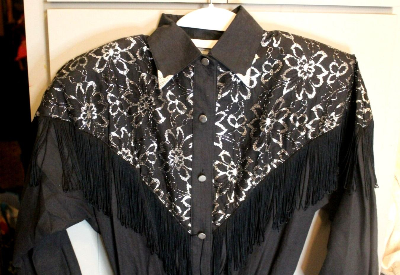 Vintage 1980’s Rockabilly Swing Lilia Guilty & Silver Black Western Dress Small