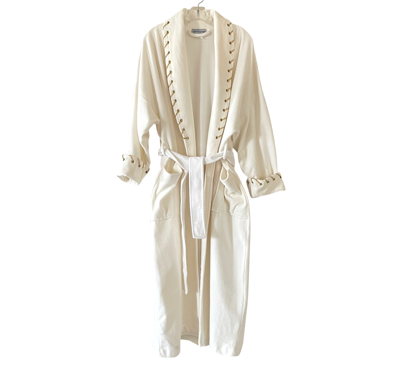 Made Exclusively For BLOOMINGDALE’S Size Medium Ivory Gold VINTAGE Long Robe USA