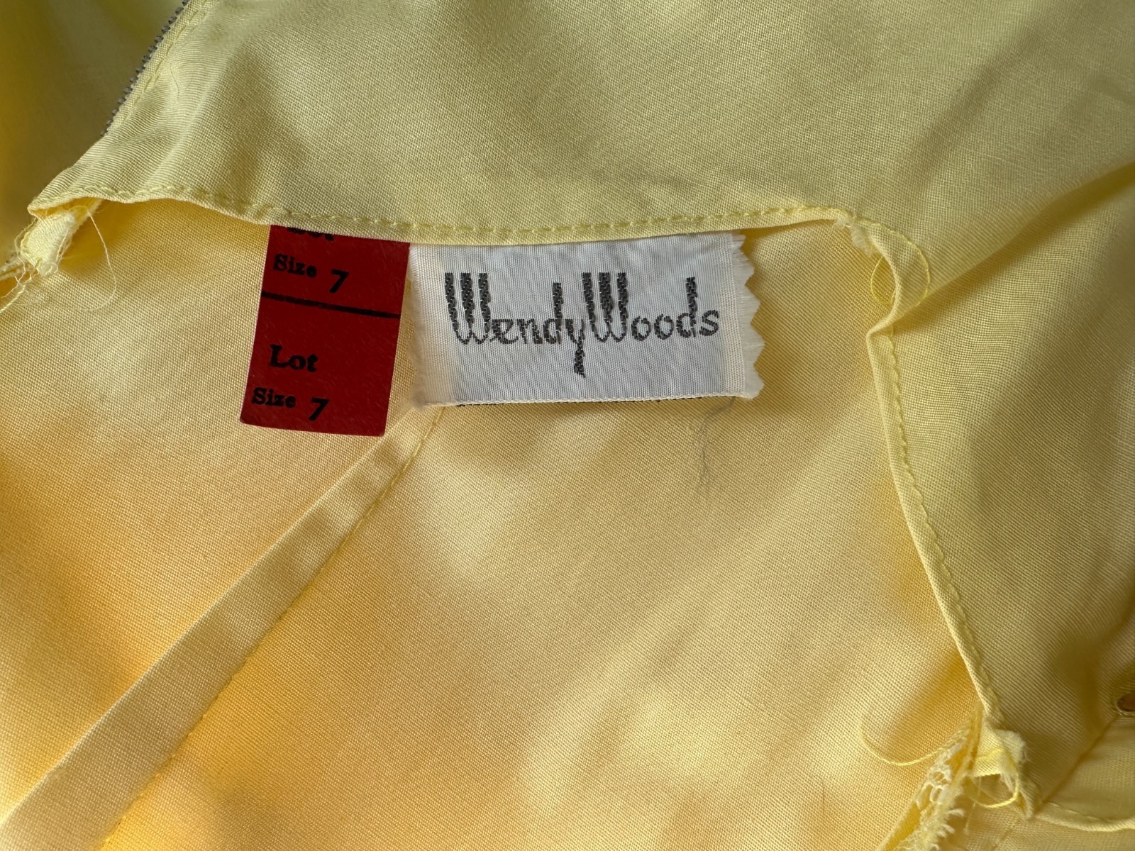 Vintage 1950s Yellow Cotton and Lace Rockabilly Dress Wendy Woods