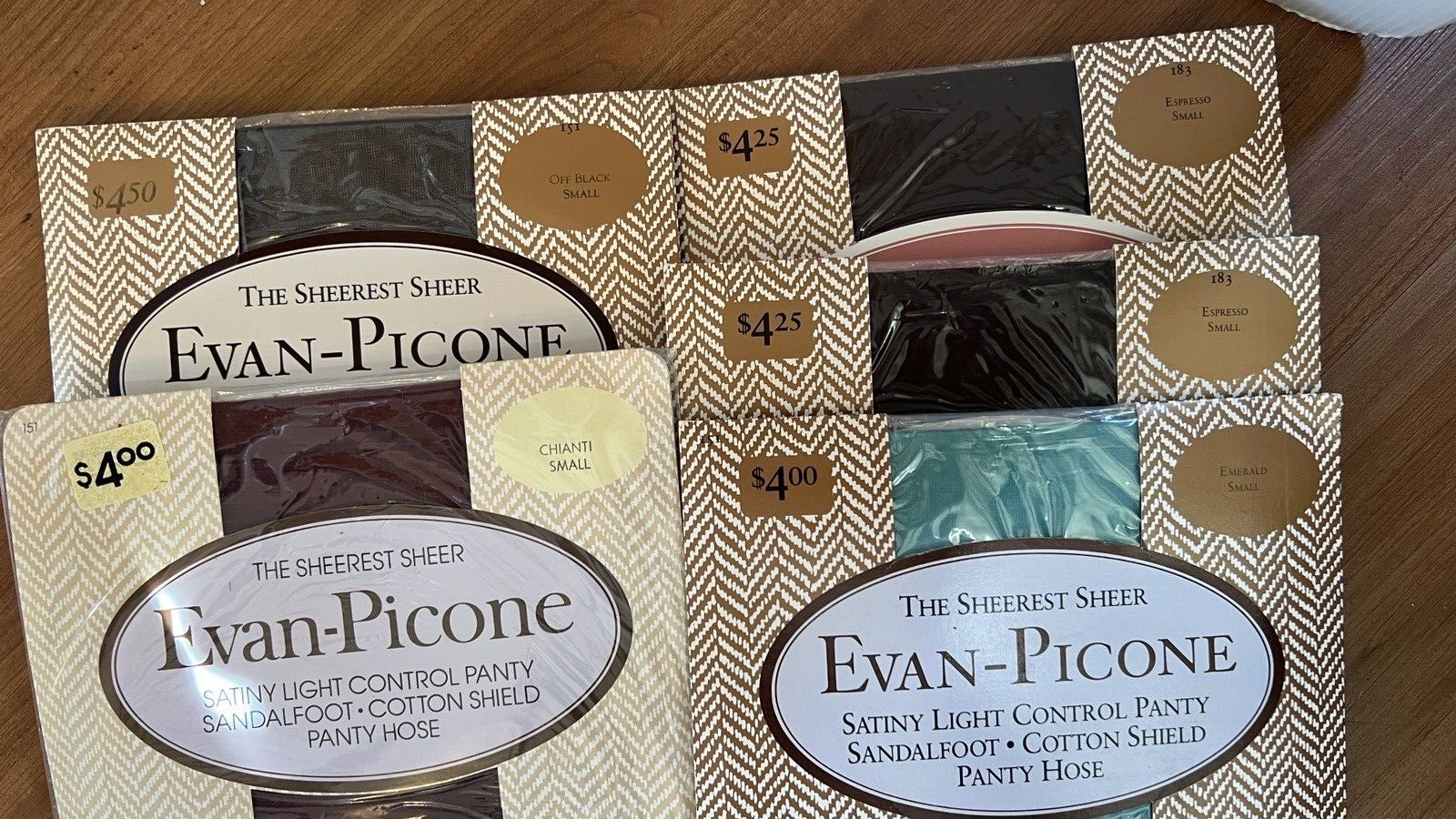 5 New Evan Picone Sheerest Silkie Sheer Control Top Pantyhose Sz S