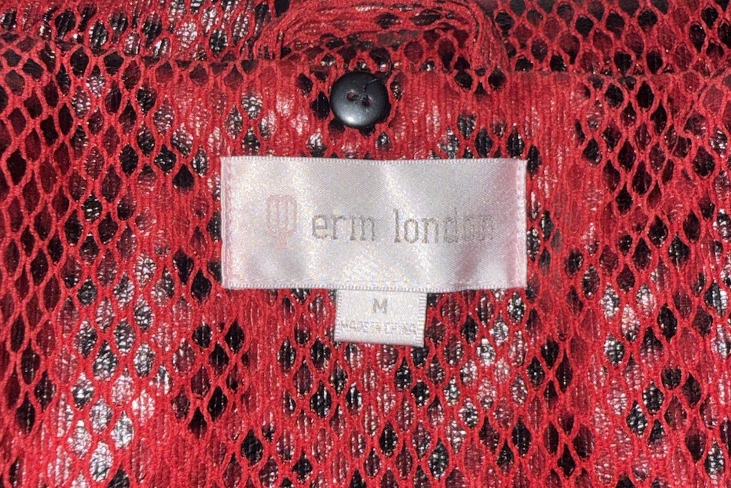 Vintage Erin London Jacket Red Snake Faux Leather Cropped Medium Womens Y2K New