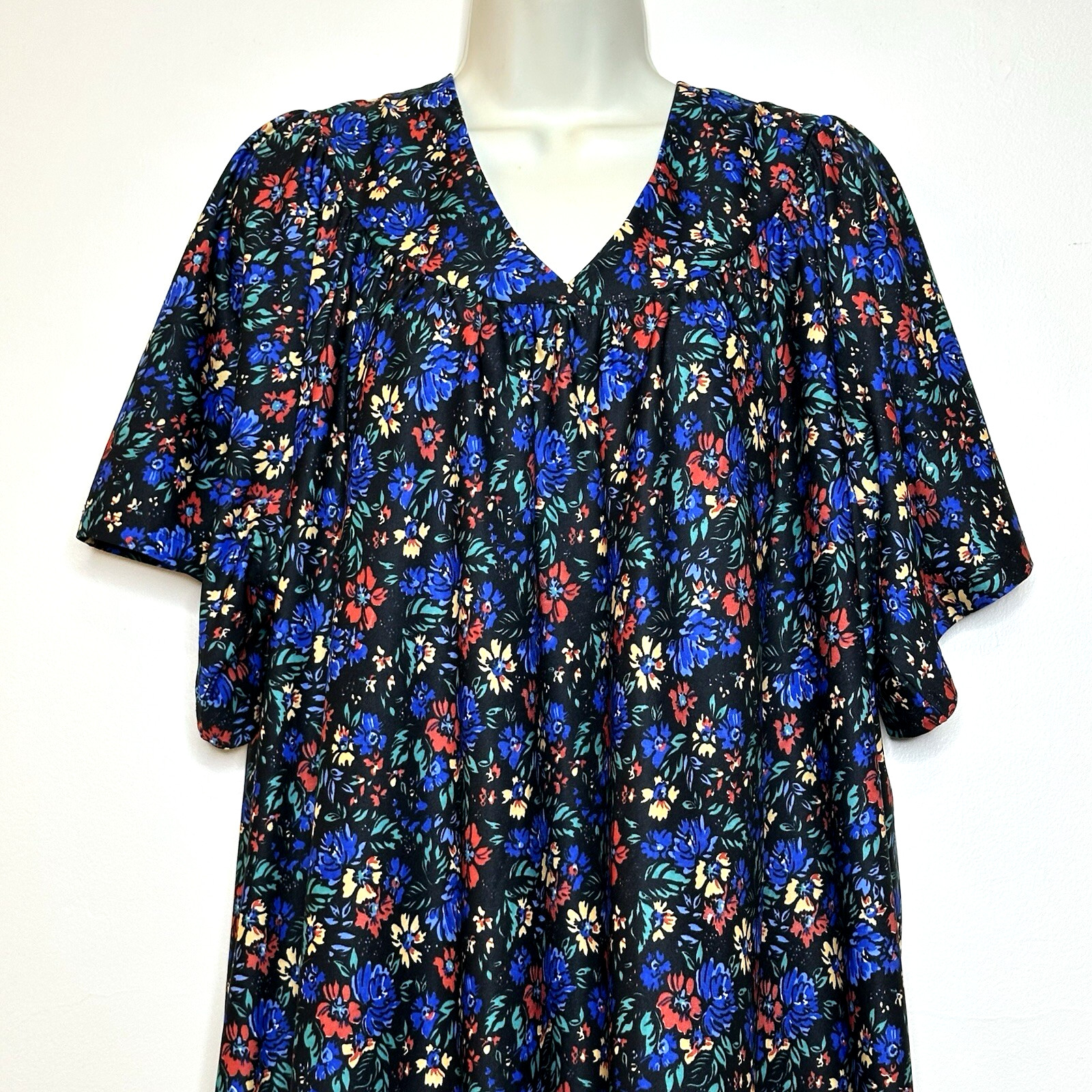 Vintage Floral Trapeze Lounge Boho Retro Muumuu MuMu Kaftan Women’s House Dress