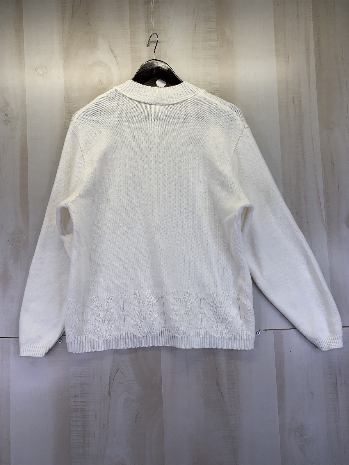 Vintage 1980-90s Company Collection Womens Ivory Knit Grandma Style Sweater -L-