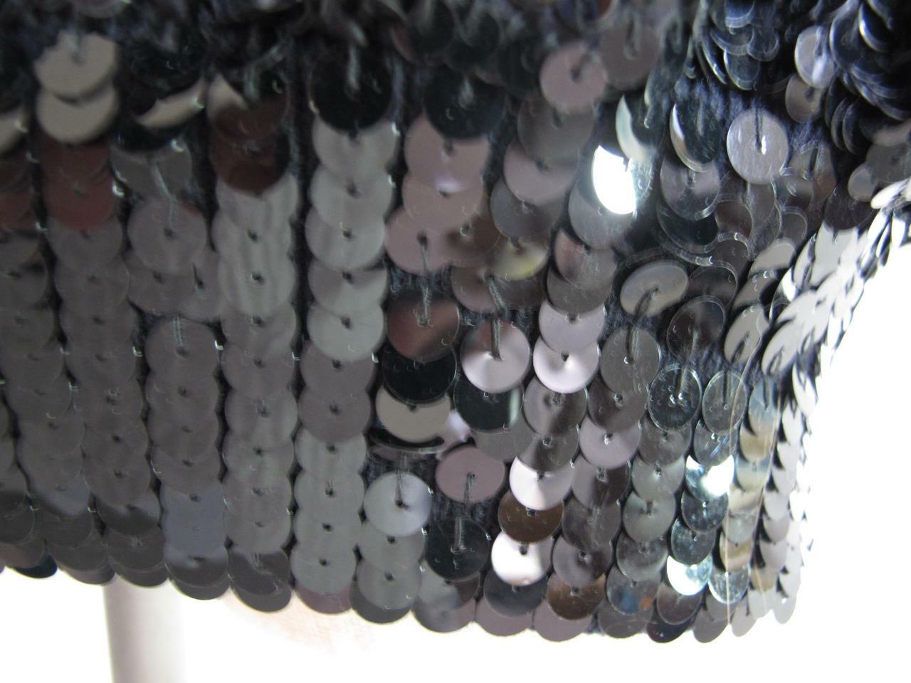Vintage Silk Beaded Sequin Batwing Top M 80s Blouson Black Velvet Three Flaggs