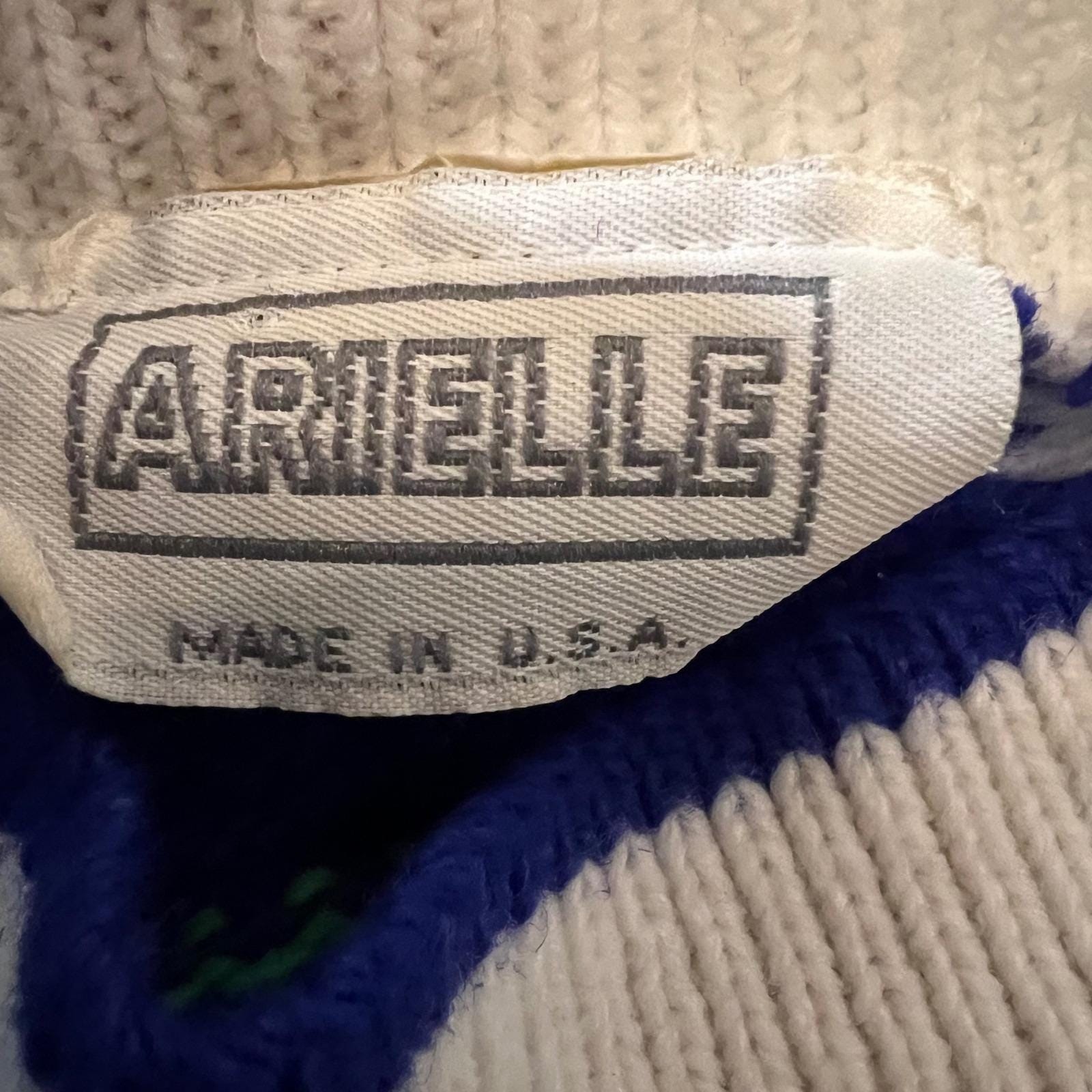 Vintage Arielle Blue Green Knit Fair Isle Snowflake Sweater Ski Winter Medium