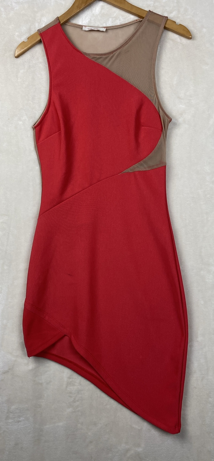 Vintage 70s Winwin Bodycon Dress Womens Small Knit Stretch Asymmetrical Party