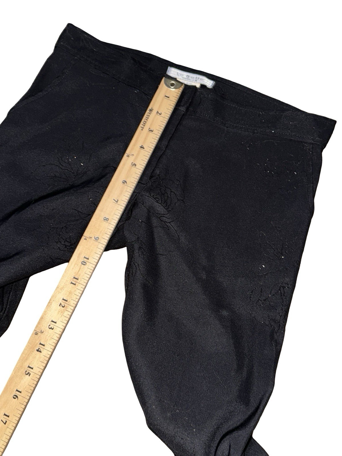Vintage La Belle Flared Pants Black Dressy Rose Glitter Embellished USA Y2k Sz 5