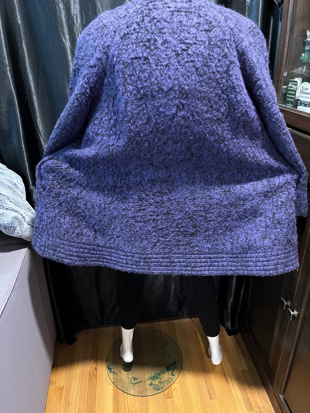 VTG Pauline Trigere swing/ trapeze style Dress Coat Wool purple Black Sz 10