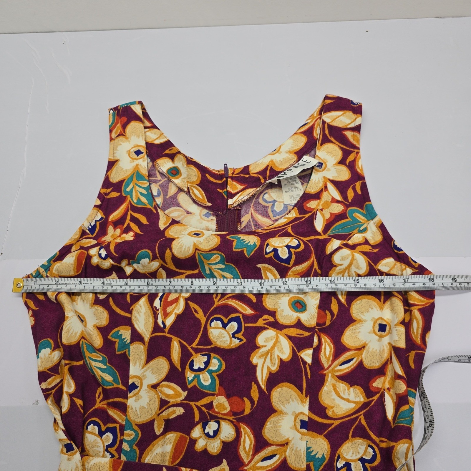 Vintage Rampage Floral Faux Wrap Mini Dress Purple Yellow Sleeveless Size 9 USA