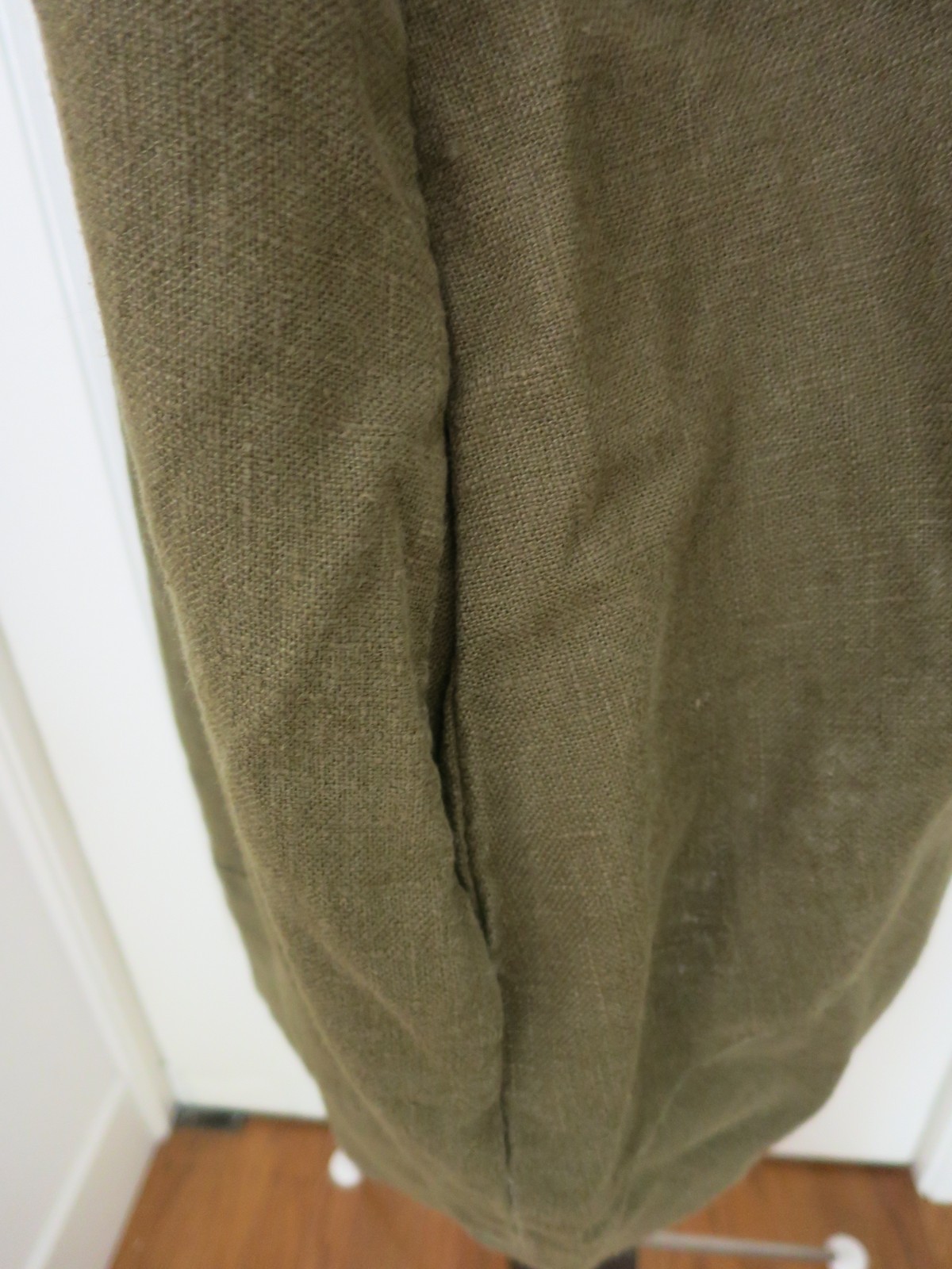 Yea Army Green Linen Oversize Asymmetric V Front Curve Back Hem Long Vest S M