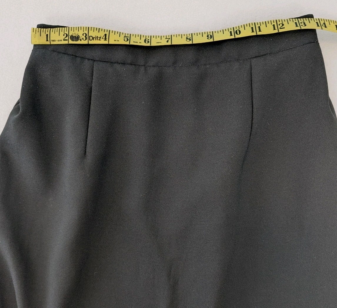 Vintage Black Career Skirt Women’s 12 Back Zip & Elastic Back 28.5″ Long USA