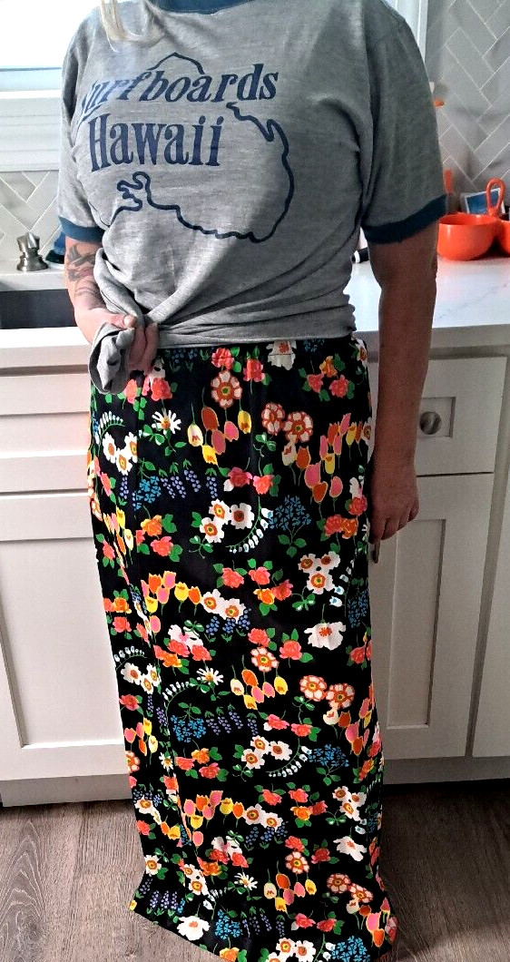 Miss Elaine Lingerie Mod Maxi Slip Skirt Psychedelic Pop Art L XL