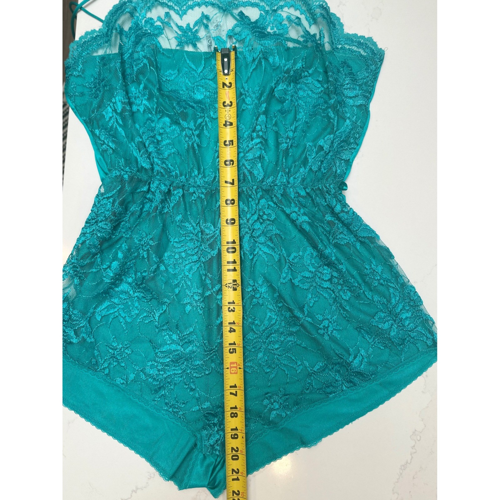 Vintage Samye Teal Floral Lace Teddy Romper Feminine Flirty