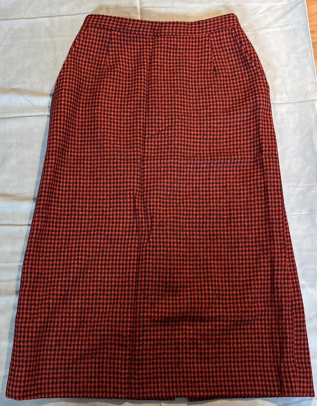 Vintage Brooks Brothers Red Houndstooth Wool Skirt