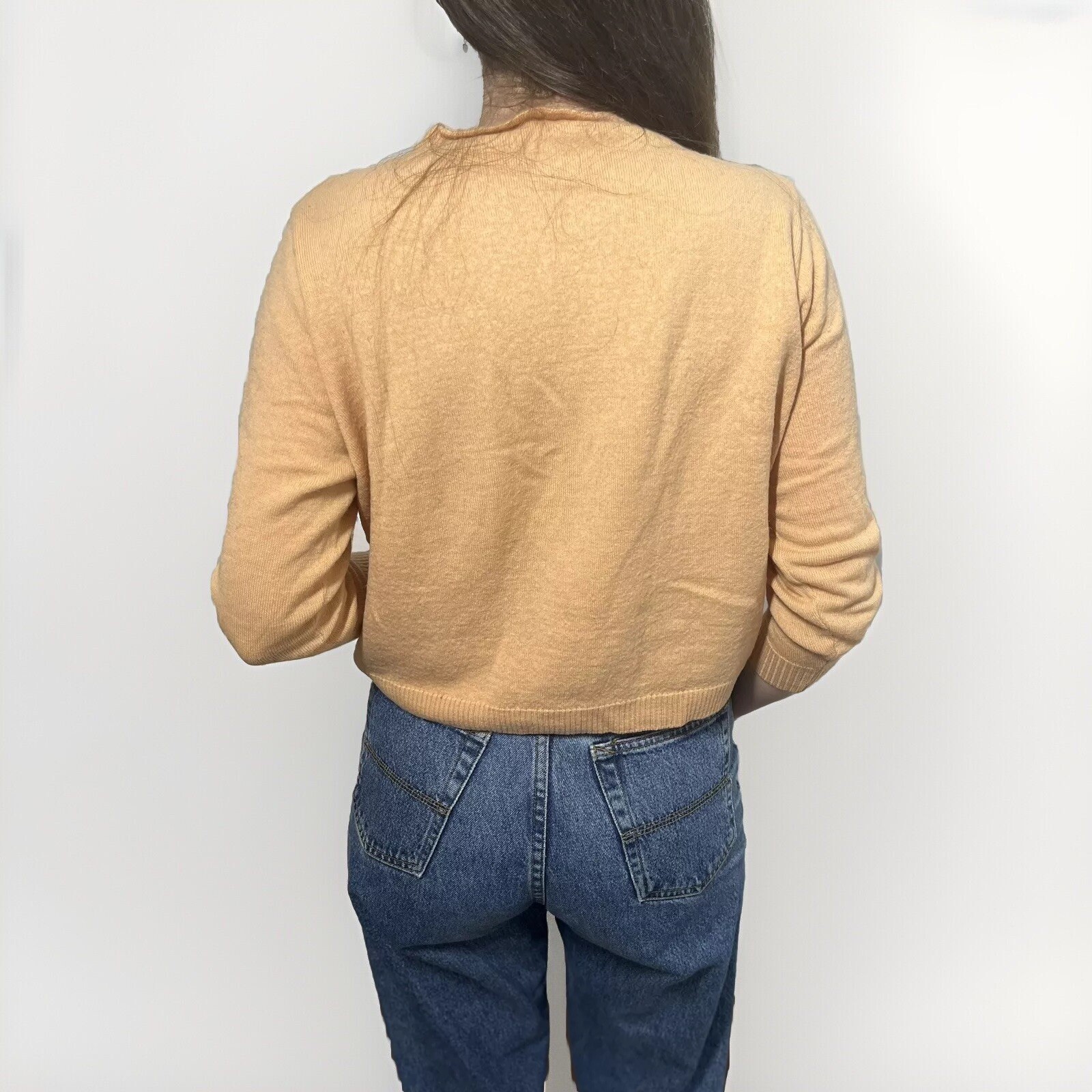 Vintage 80’s Women’s Peach Sweater Small Made in Europe Wool Blend