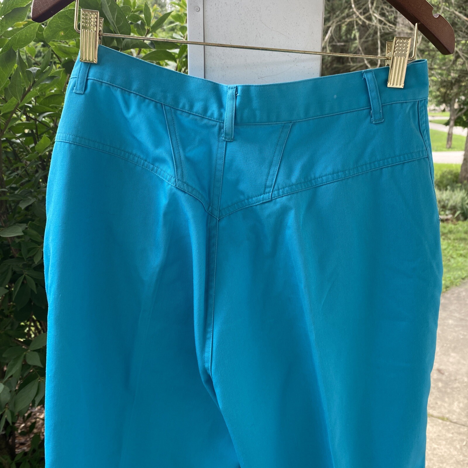Vintage Women’s 80s Turquoise Pants Sz 32″ Short – Flat Front 1980s Gitano