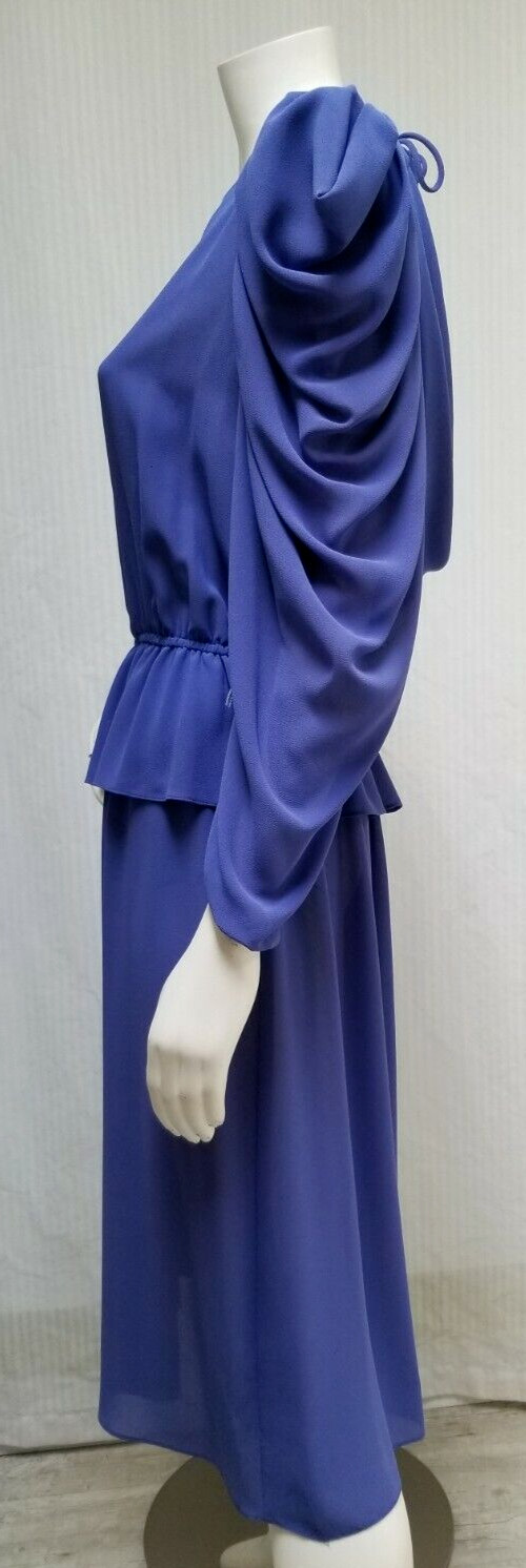 Vintage 1980’s BILLY JACK FOR HER Sheer Purple Goddess Draped DRESS -Size M- EUC