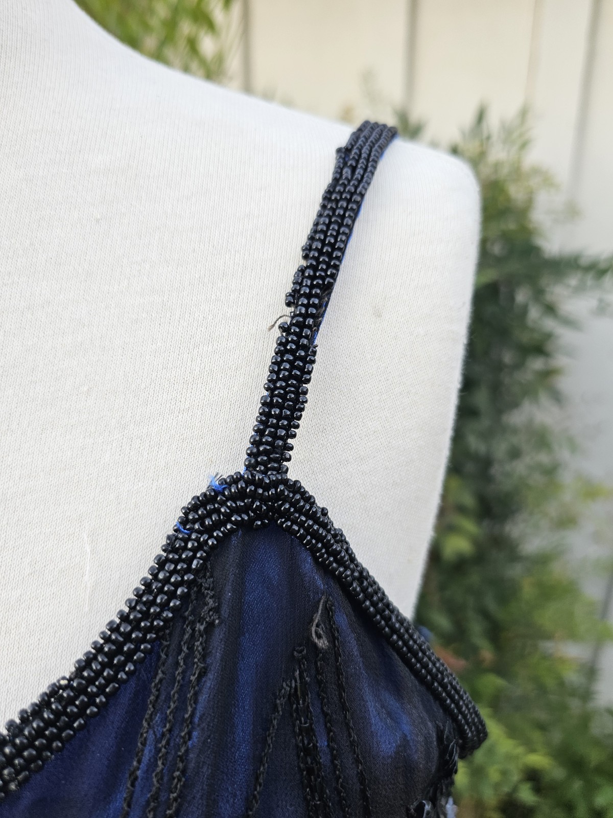 Vintage 1990s SCALA Art Deco Whimsigoth Hand Beaded Formal Evening Prom Gown