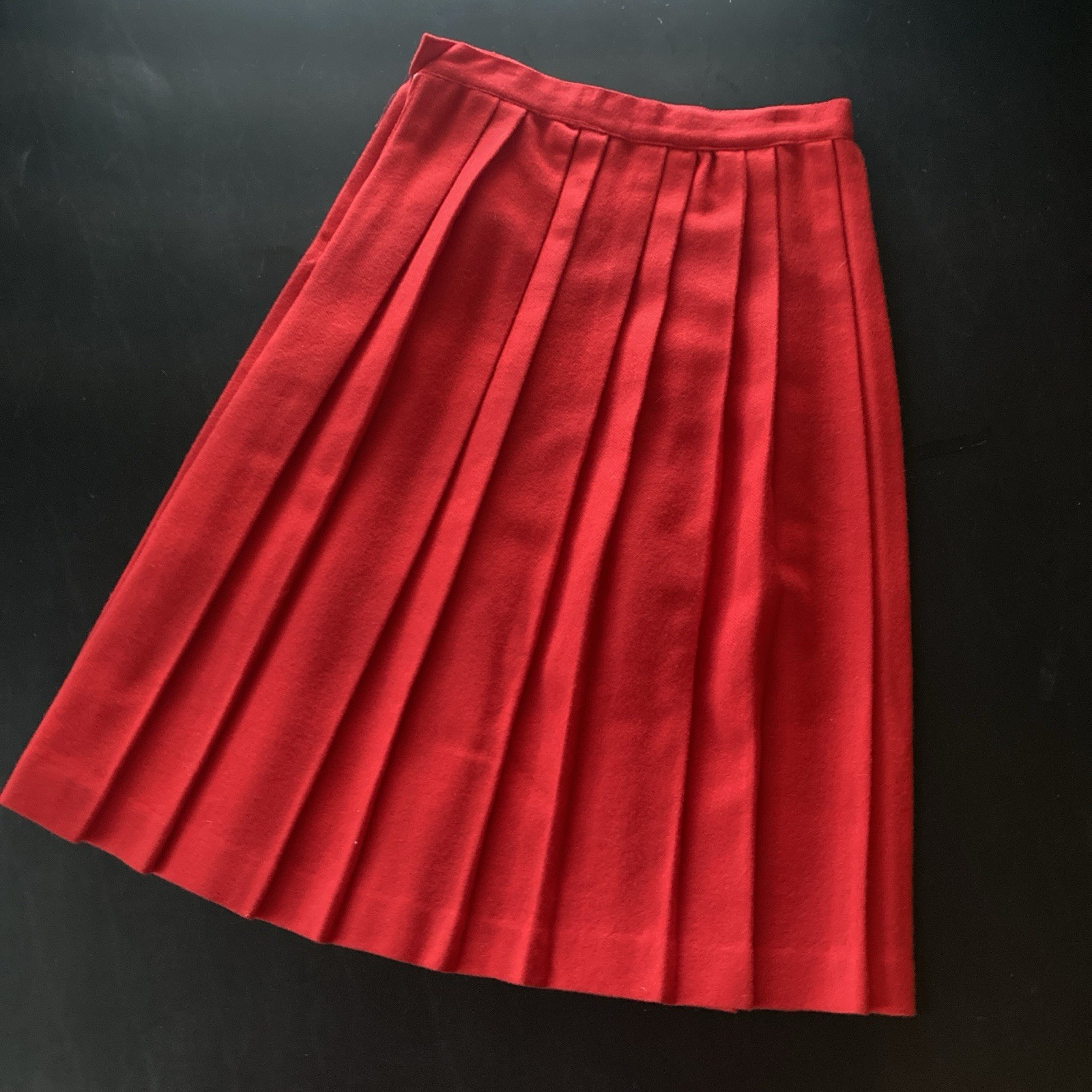 Vintage 50s 60s Penneys Red Wool Pleated Skirt Deadstock JC Penney Secretary