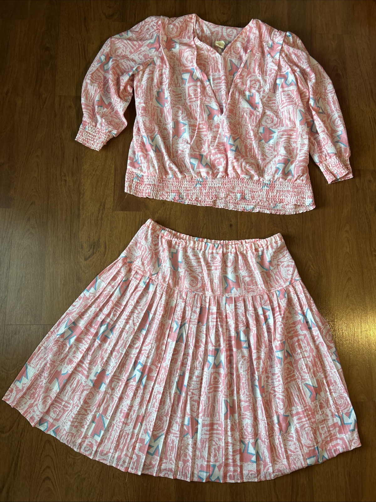 Vintage Three R’s 80s Plus Size Women’s 2 Pc Set Skirt Top Sz 20 Elastic Waist