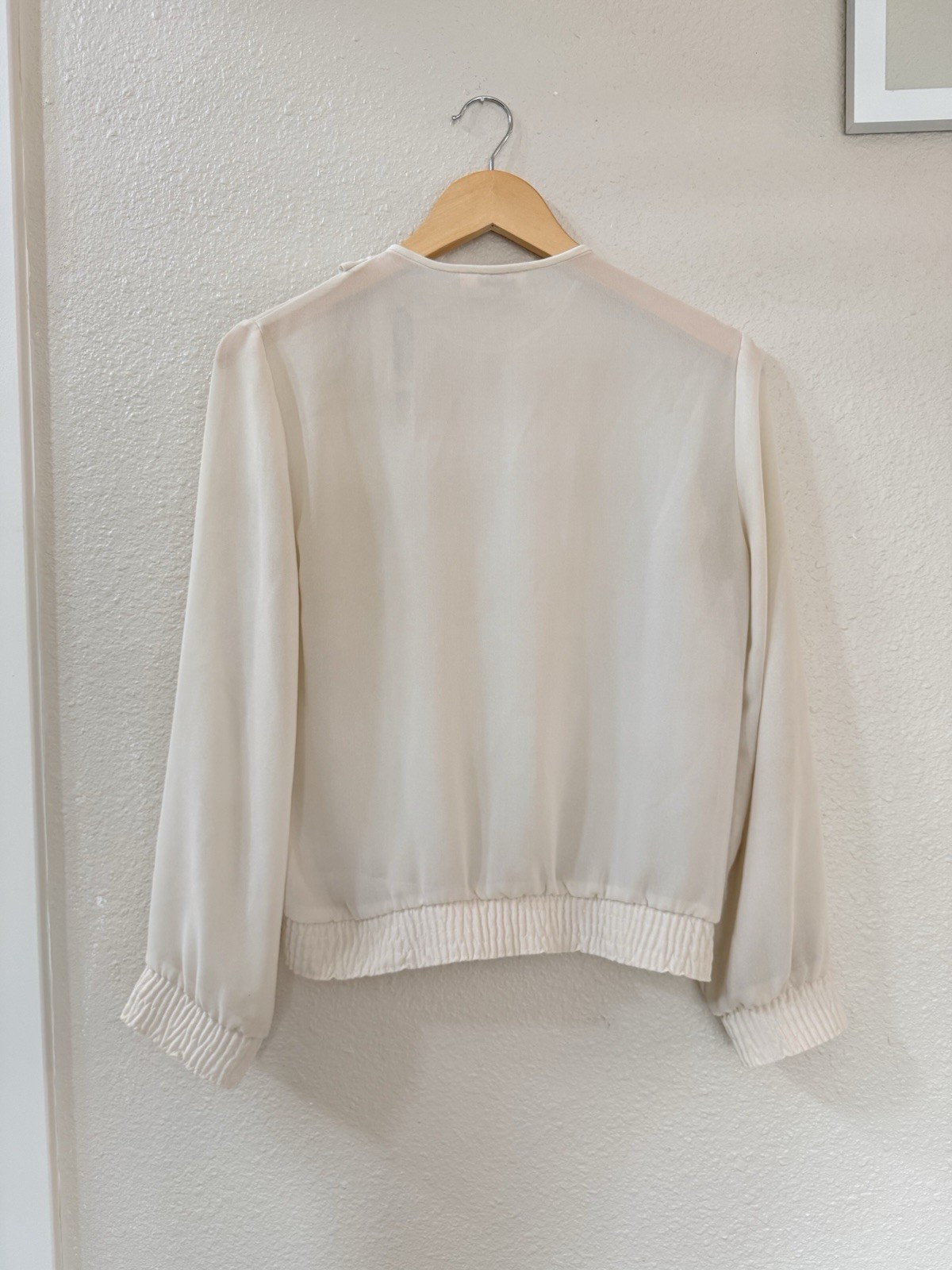 Vintage 80s David Matthew III Bow Secretary Blouse Women’s Size 10 Cream