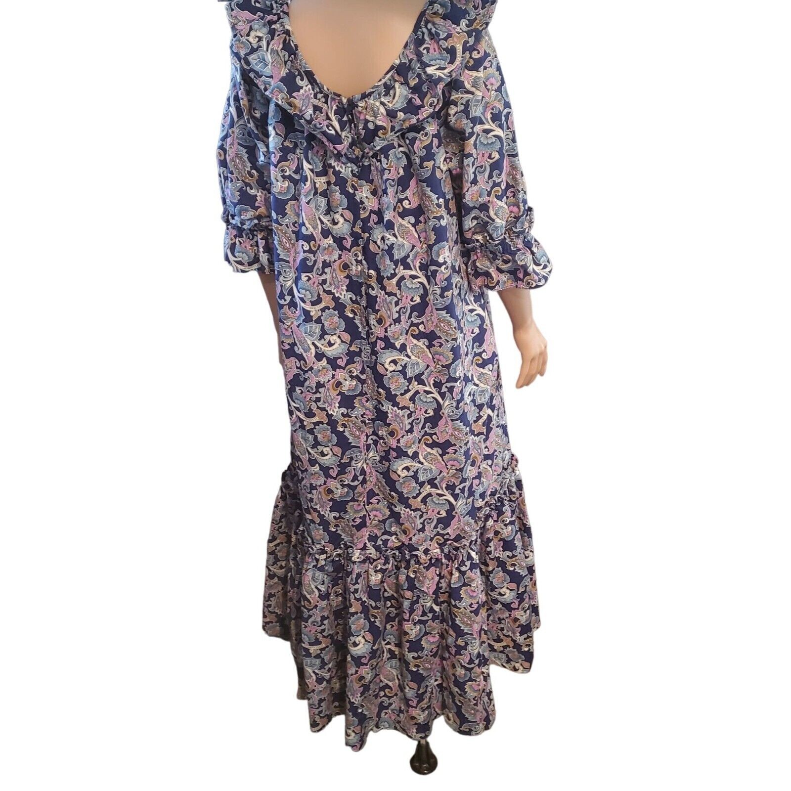 Vintage POMARE Hawaiian Floral Cotton Dress Tag 14 (fits 10) Boho Prairie USA