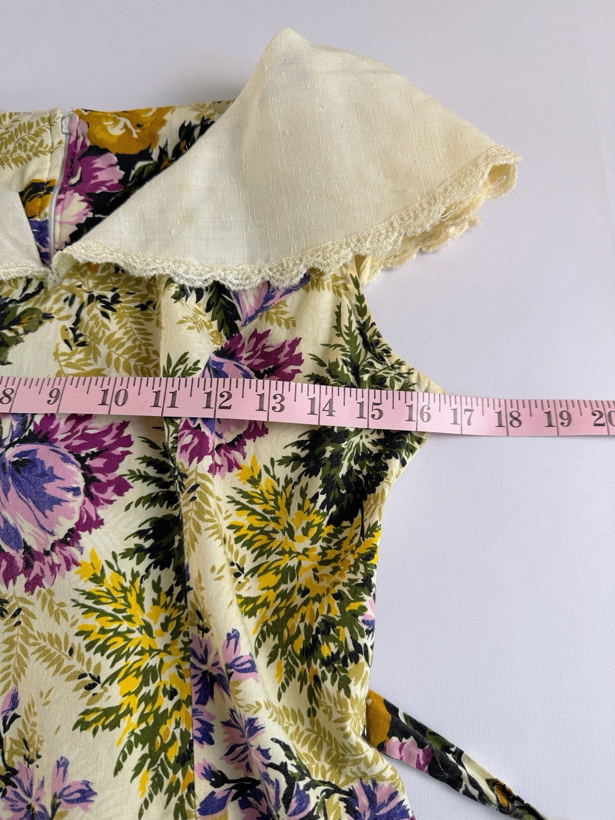 Vintage Floral Sleeveless Cottagecore Dress 8P Midi Lace Tea Party Romance