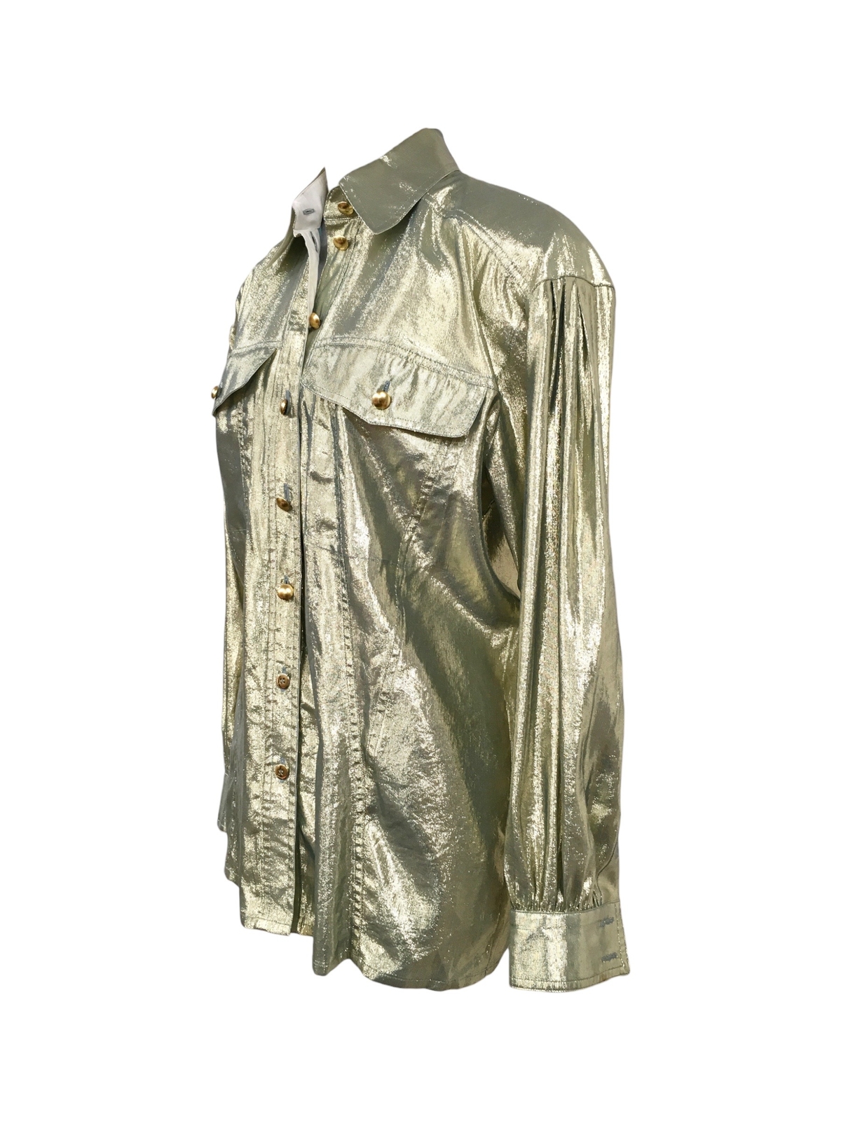 Vtg Vintage 1980s 80s Rare Designer Escada Gold Lamé Disco Era Metallic Blouse