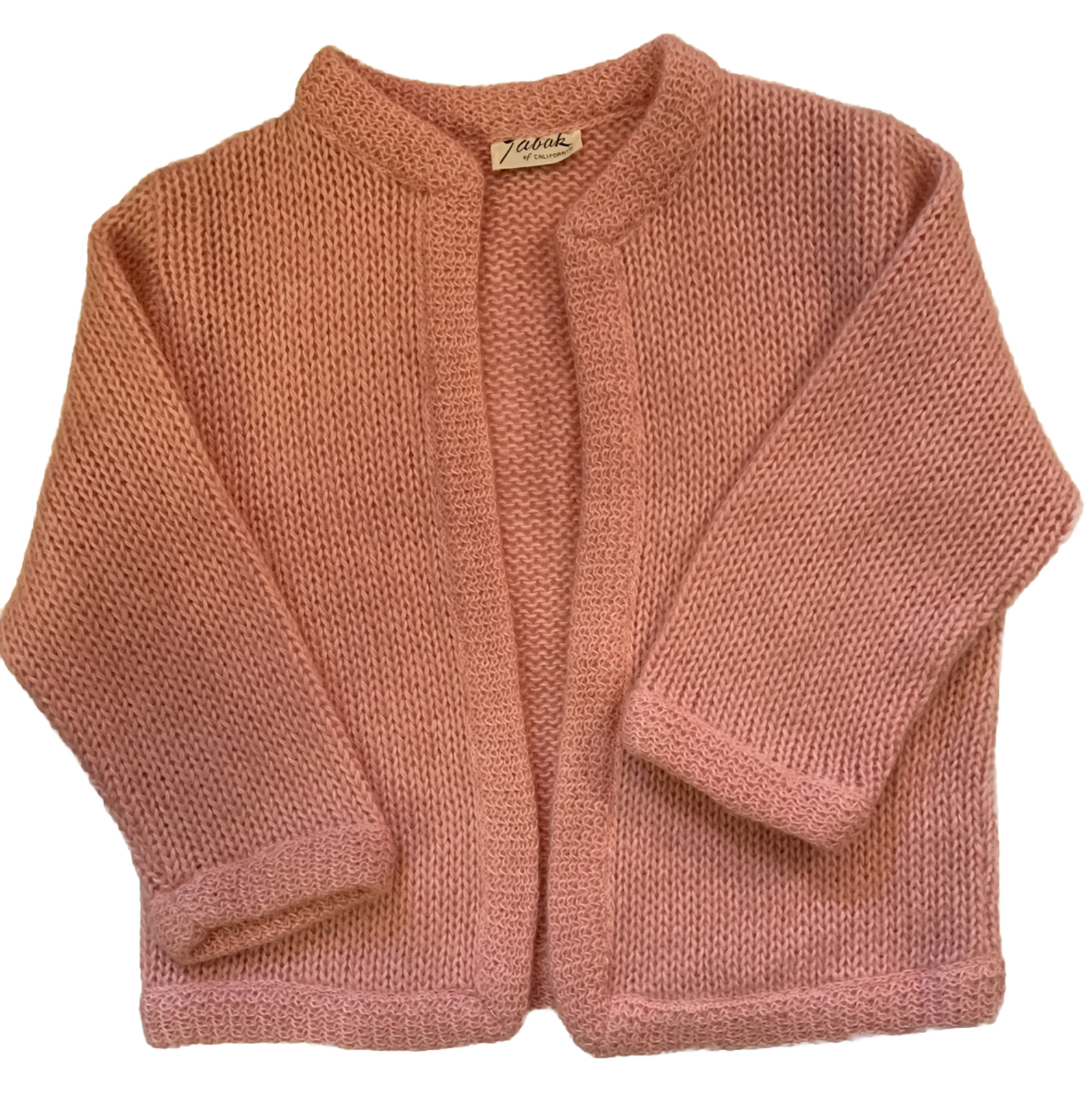Vintage 60’s Cardigan- Tabak Of California – Pink, 3/4 Sleeves, Wool (?)