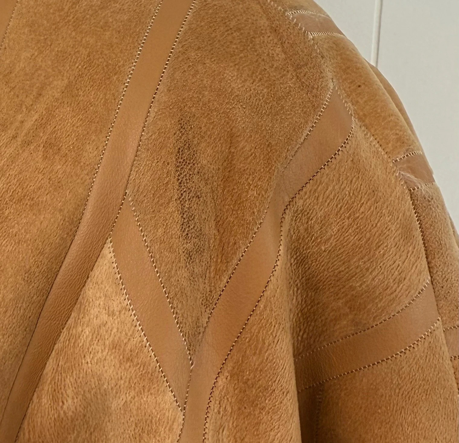 Vintage 1970s 80s Krizia Italy Brown Suede Leather Chinchilla Fur Coat Jacket